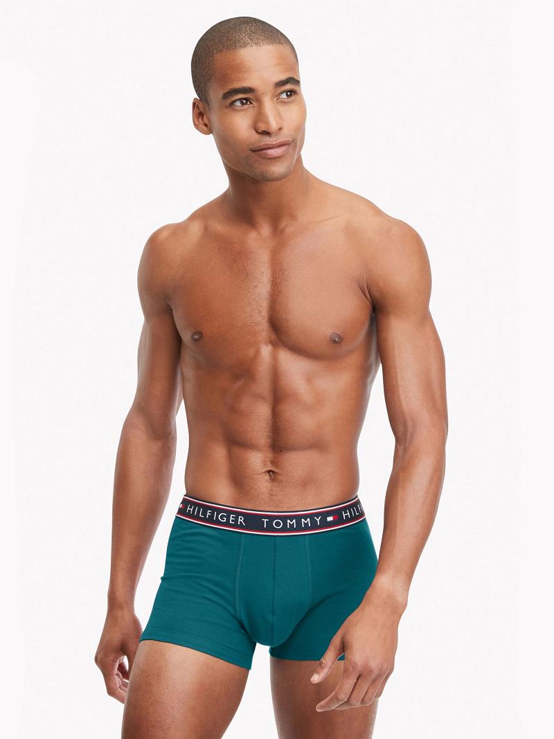 Férfi Tommy Hilfiger Pamut stretch trunk 3pk Trunks Olivazöld | HU 1293ZUT